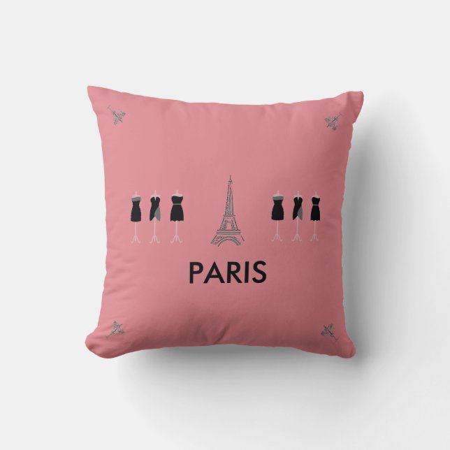 French Fashion Paris Themed Throw Pillow (Front)