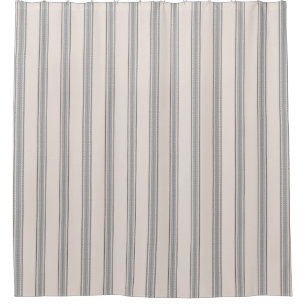 French Feed Sack grey stripe on off white Shower Curtain