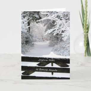 French Fence in snow Merry X-mas & Happy New Year Holiday Card