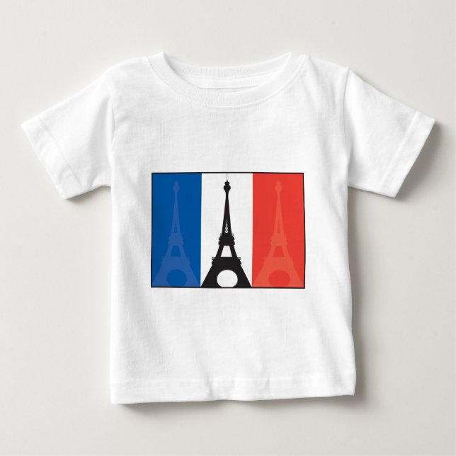 French Flag and Eiffel Tower Baby T-Shirt (Front)