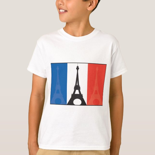 French Flag and Eiffel Tower T-Shirt (Front)