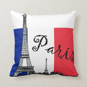 French Flag and the Eiffel Tower Cushion