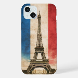 French flag and the Eiffel Tower iPhone 15 Plus Case