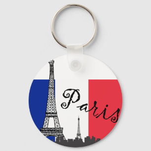 French Flag and the Eiffel Tower Key Ring