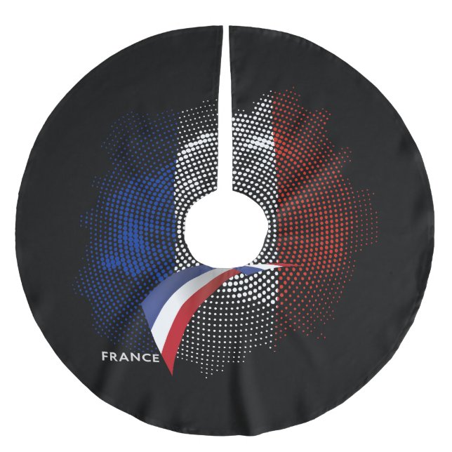 French flag brushed polyester tree skirt (Front)