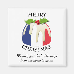 FRENCH FLAG Christmas Pudding Magnet