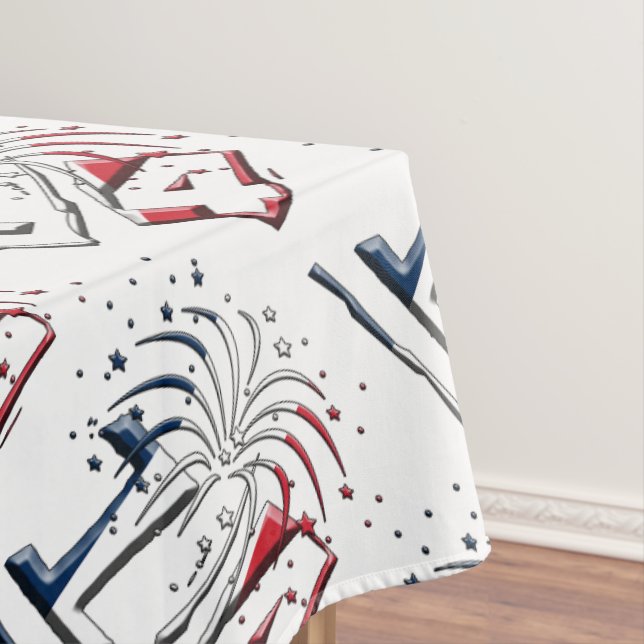 French Flag Colours Number 14, Bastille Day Tablecloth (In Situ)