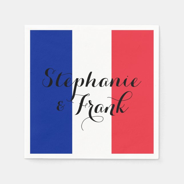 French Flag Colours Wedding Napkin (Front)