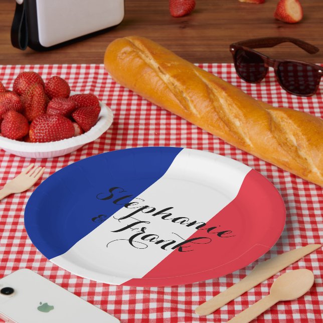 French Flag Colours Wedding Paper Plate (Picnic)