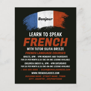 French Flag Design, French Language Course Flyer