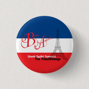 French Flag Eiffel Tower Bon Appetit 3 Cm Round Badge