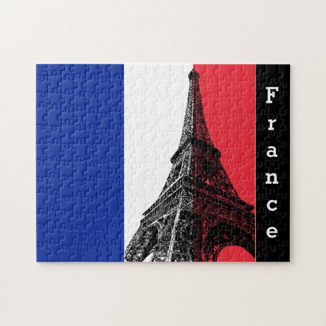 French flag & Eiffel Tower - France Jigsaw Puzzle (Horizontal)