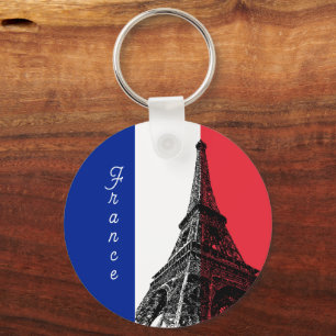 French flag & Eiffel Tower - France / Love sports Key Ring