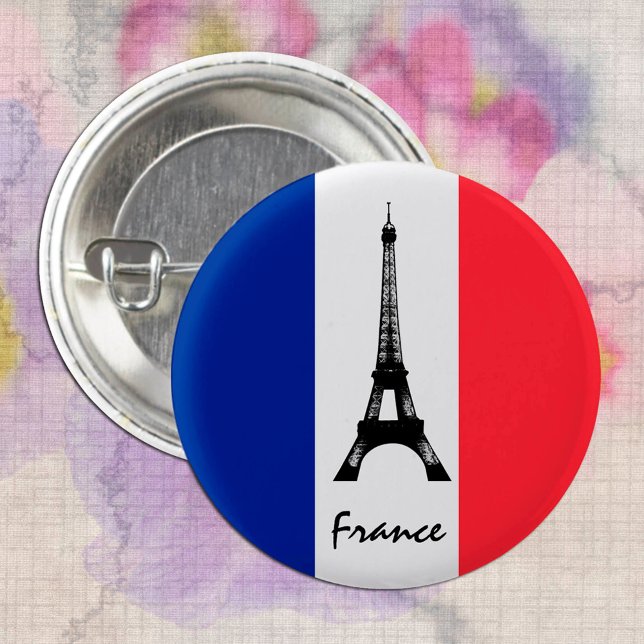 French flag & Eiffel Tower - France /sports fans 3 Cm Round Badge (Creator Uploaded)