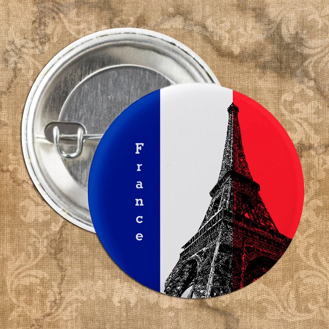 French flag & Eiffel Tower - France /sports fans 3 Cm Round Badge (Creator Uploaded)
