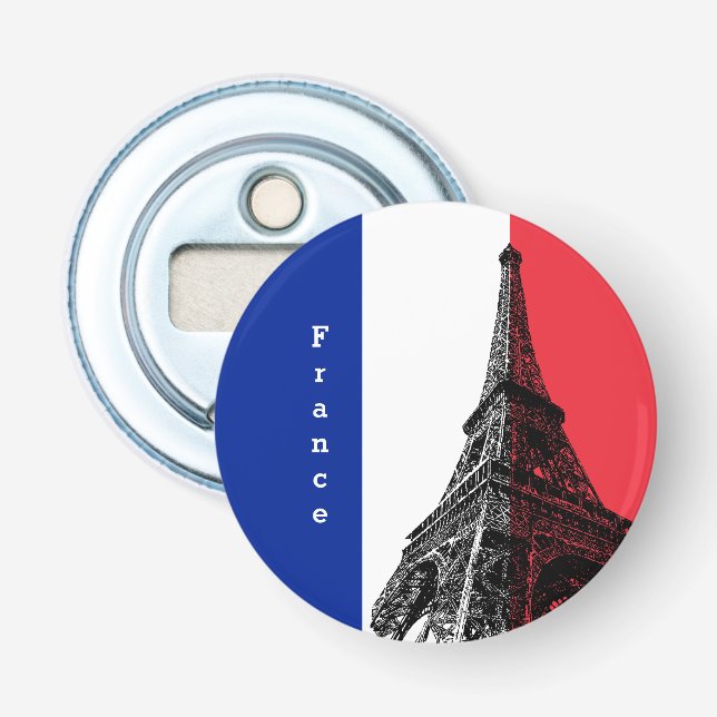 French flag & Eiffel Tower - France /sports fans Bottle Opener (Front)