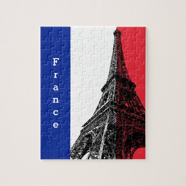 French flag & Eiffel Tower - France /sports fans Jigsaw Puzzle (Vertical)