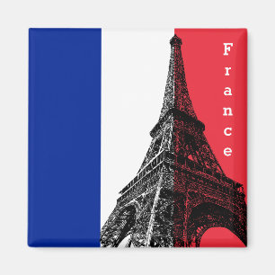 French flag & Eiffel Tower - France /sports fans Magnet