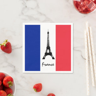 French flag & Eiffel Tower - France /sports fans Napkin