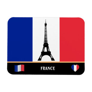 French Flag & Eiffel Tower Paris / France Magnet