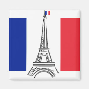 French Flag Eiffel Tower Paris Magnet
