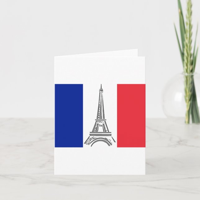 French Flag Eiffel Tower Paris Note Card (Front)