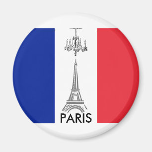 French Flag Eiffel Tower Paris Themed Magnet