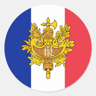 French Flag & Emblem, Flag of France Classic Round Sticker