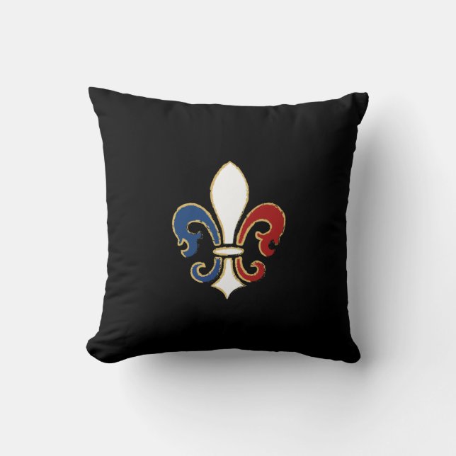 French Flag Fleur de Lis with Gold Cushion (Front)