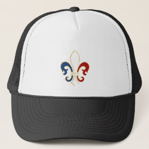 French Flag Fleur de Lis with Gold Trucker Hat