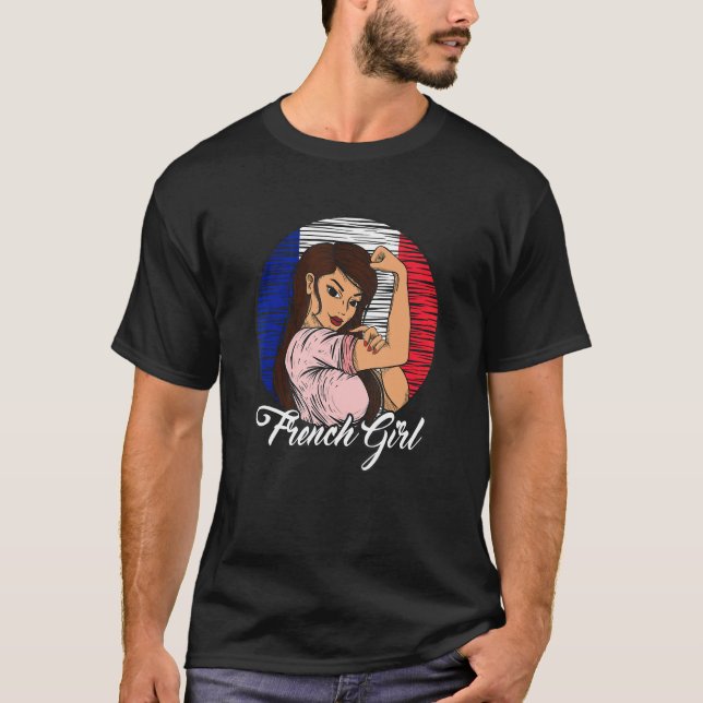 French Flag France French Girl T-Shirt (Front)