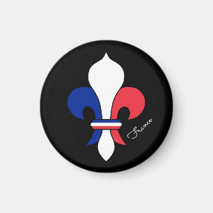 French Flag & France, Lily - fleur fashion /sports Magnet