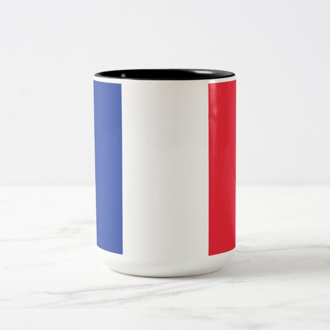 French Flag (France) Two-Tone Coffee Mug (Center)