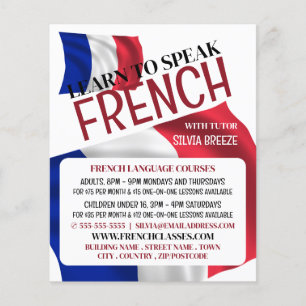 French Flag, French Language Course Advertising Flyer