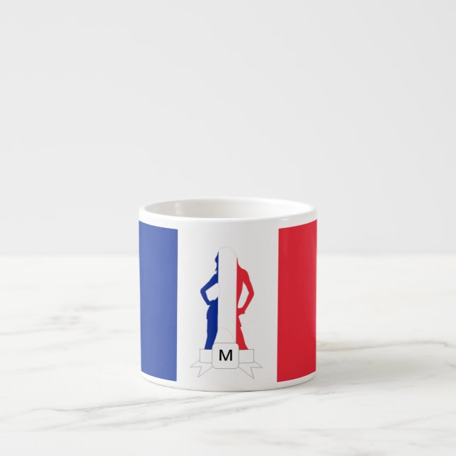 French flag & girl monogram espresso cup (Front)