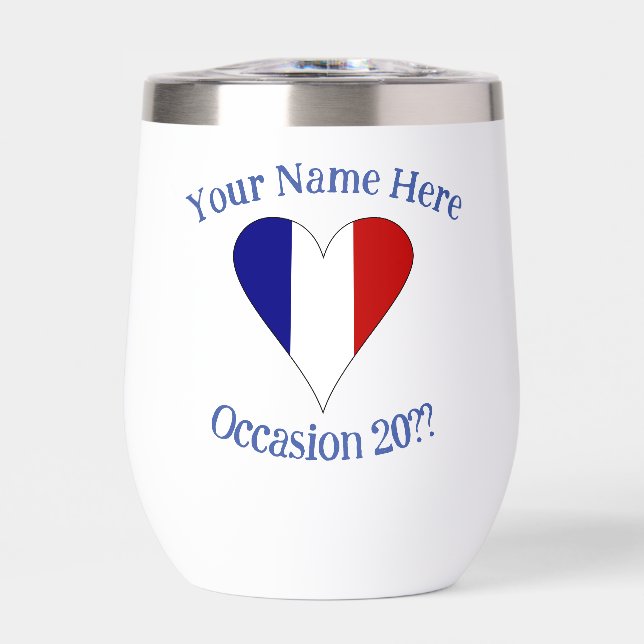 French Flag Heart Blue Personalised  (Front)