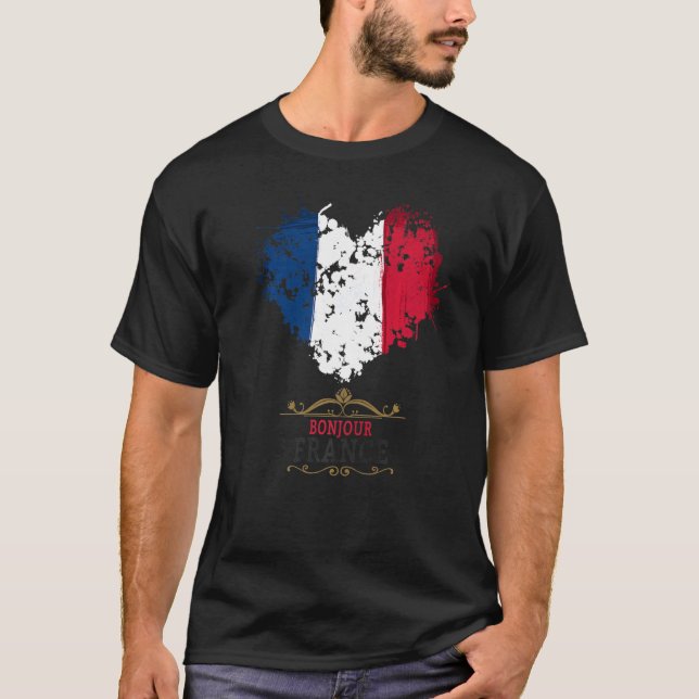 French Flag Heart Idea For Kids & France Flag Heri T-Shirt (Front)