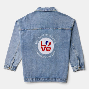 French Flag Heart in Red LOVE Denim Jacket