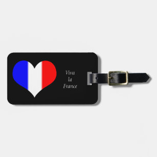French Flag Heart Luggage Tag