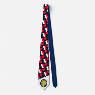 French Flag Heart Pattern France National Pride FR Tie