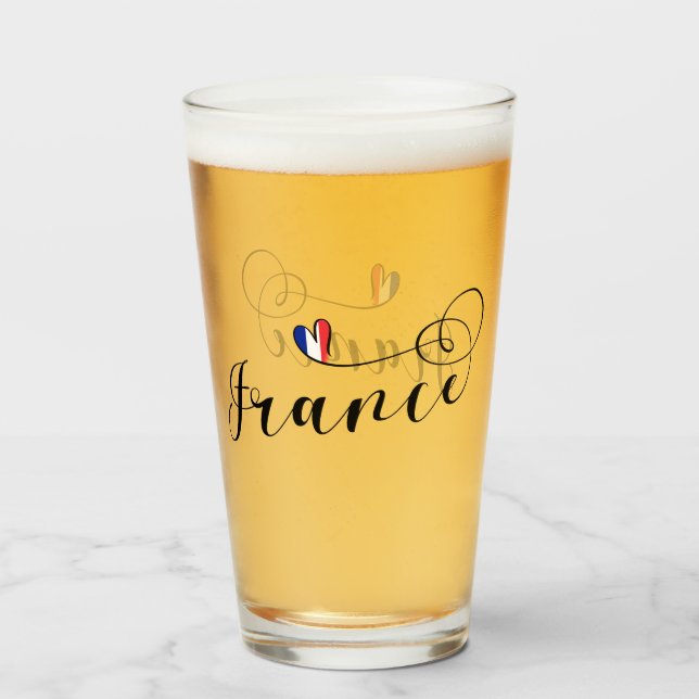 French Flag in Heart, France Glass (Back Filled)