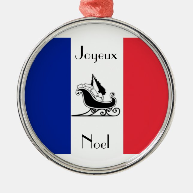 French Flag Joyeux Noel French Christmas Ornament (Front)