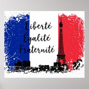 French Flag Liberté Egaliteé Fraternité Eiffel Poster