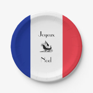 French Flag Paris France Christmas Paper Plates