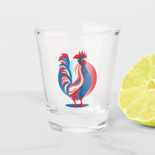French Flag Patriotic Rooster Shot Glass