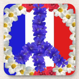 french flag peace sign coaster