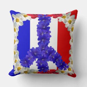 french flag peace sign cushion