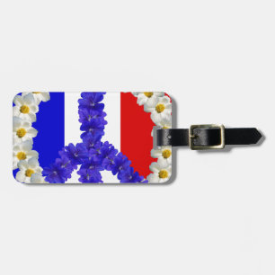 french flag peace sign luggage tag