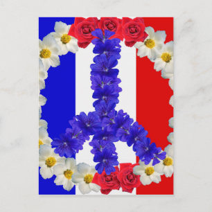 french flag peace sign postcard