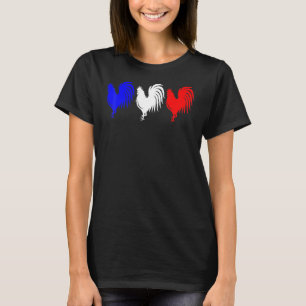 French Flag Roosters Blue White Red Cockerel Franc T-Shirt